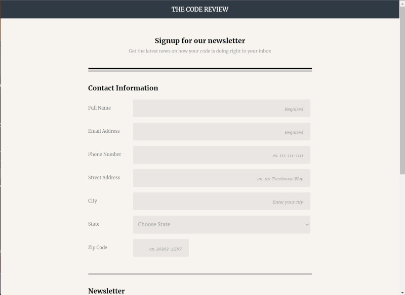 Image of registration form page